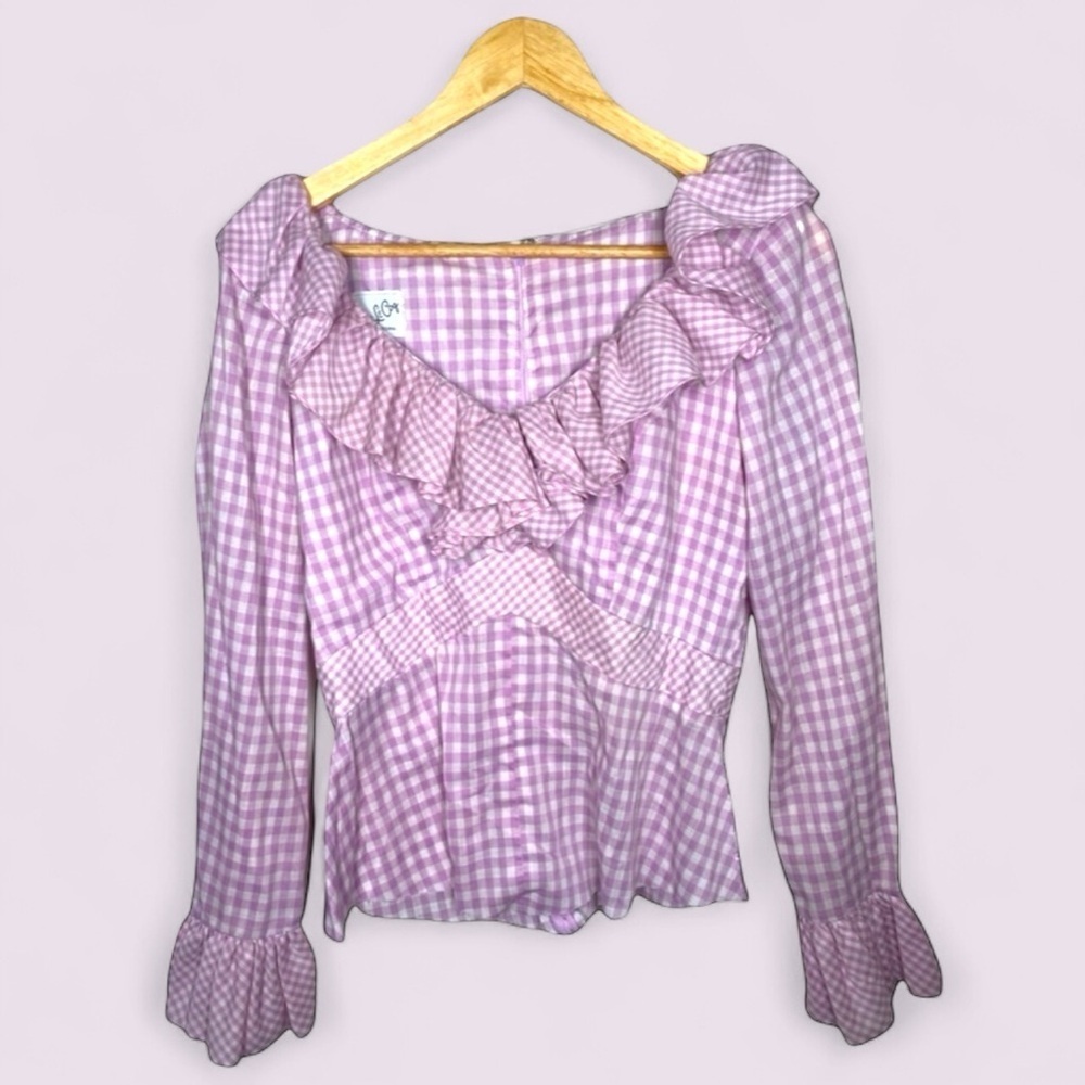 Vintage 60’s/70’s Lavender Eve Le Coq Gingham Blouse